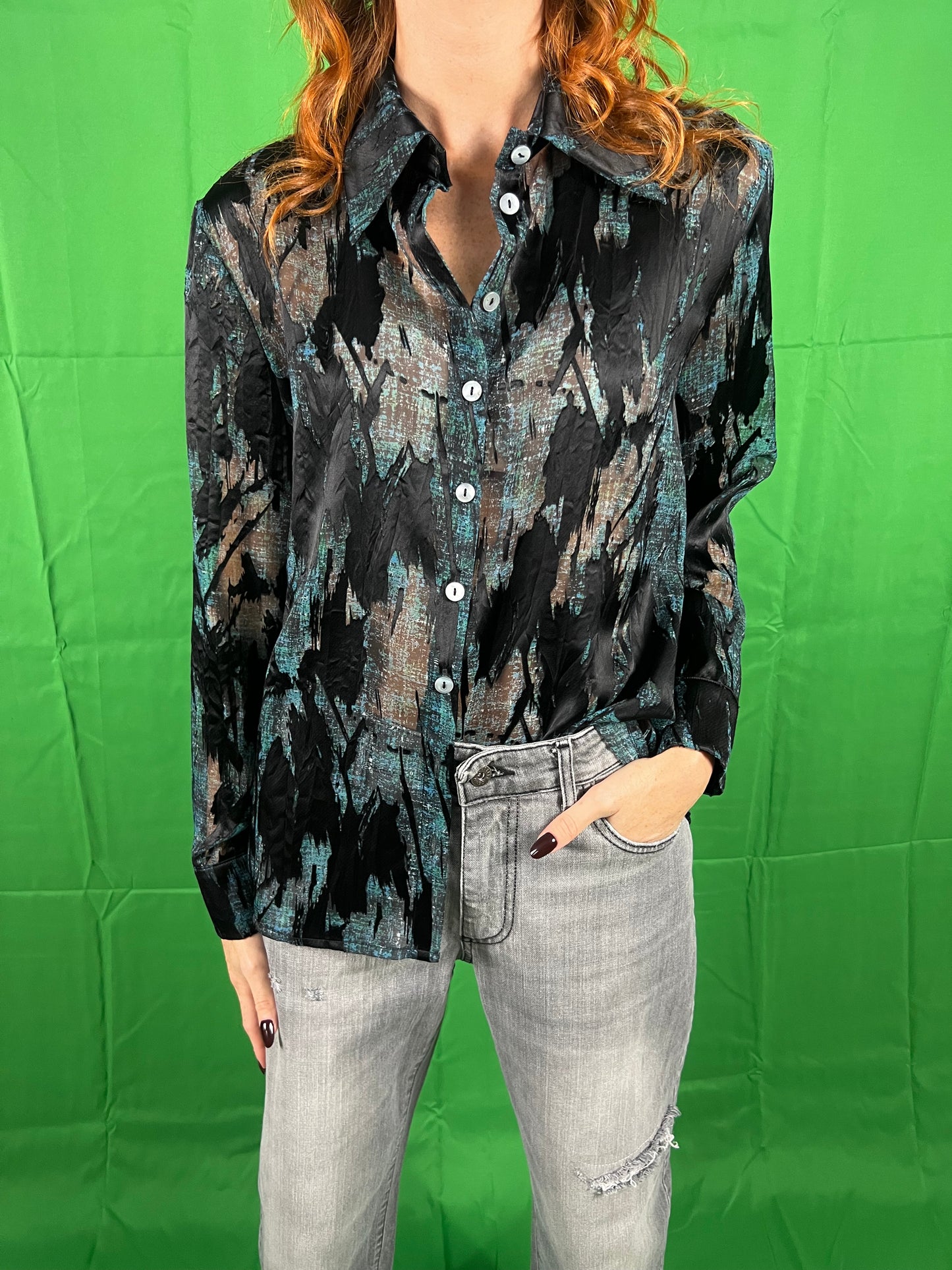 Camicia con stampa WUSIDE art. 25620 colore nero e bronzo