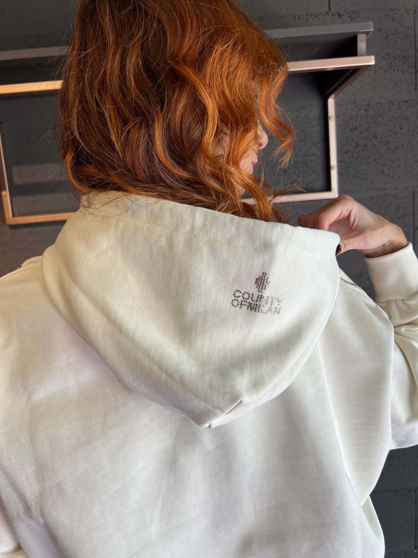 Felpa con cappuccio e logo iconico MARCELO BURLON art. 25ICM30028 colore panna
