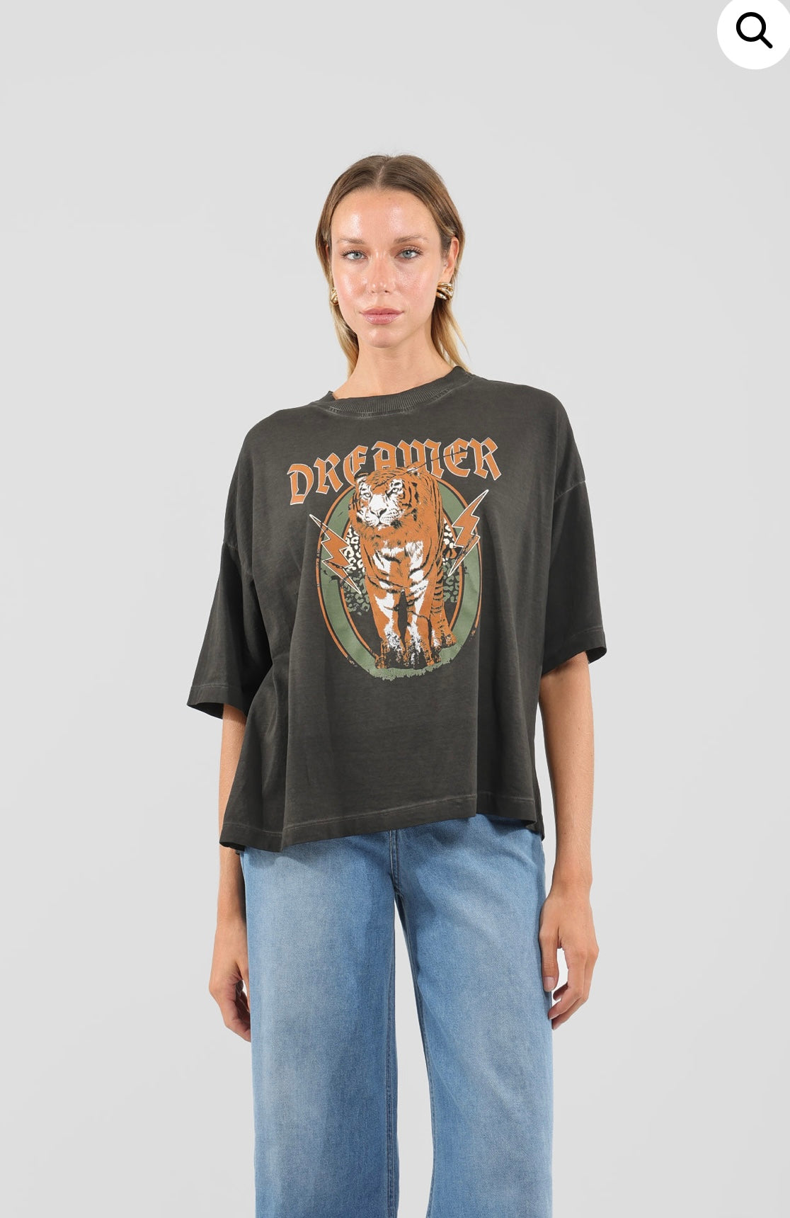 Tshirt over con stampa tigre HAVEONE art. TFW-P011 colore grigio, moro