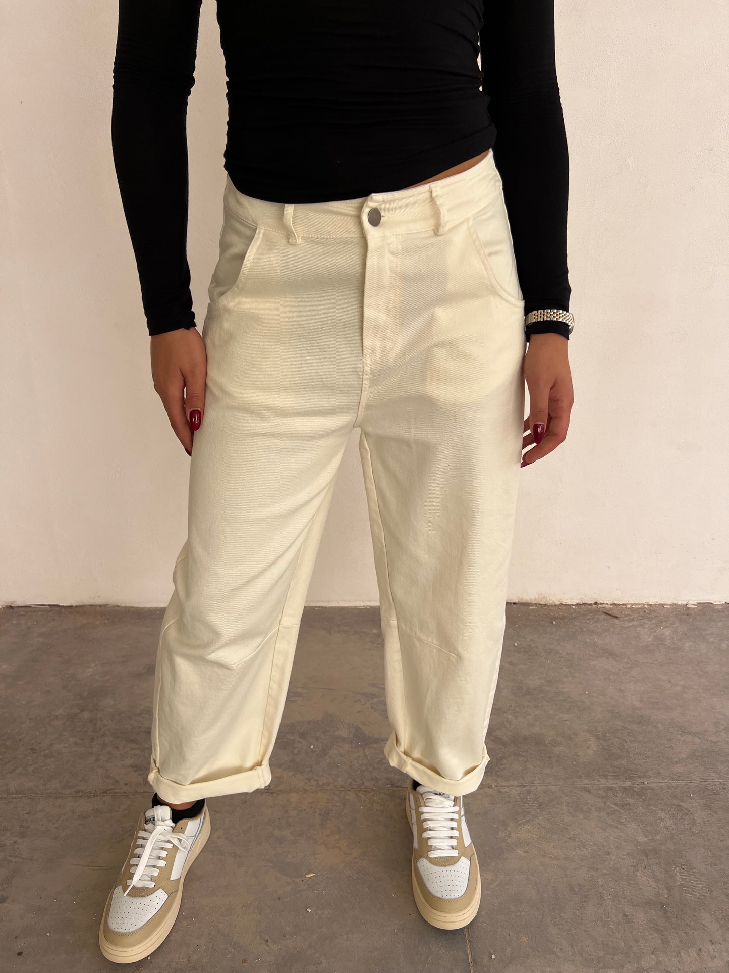Pantalone modello ballon TENSIONE IN art. PA5137 colore verde e panna