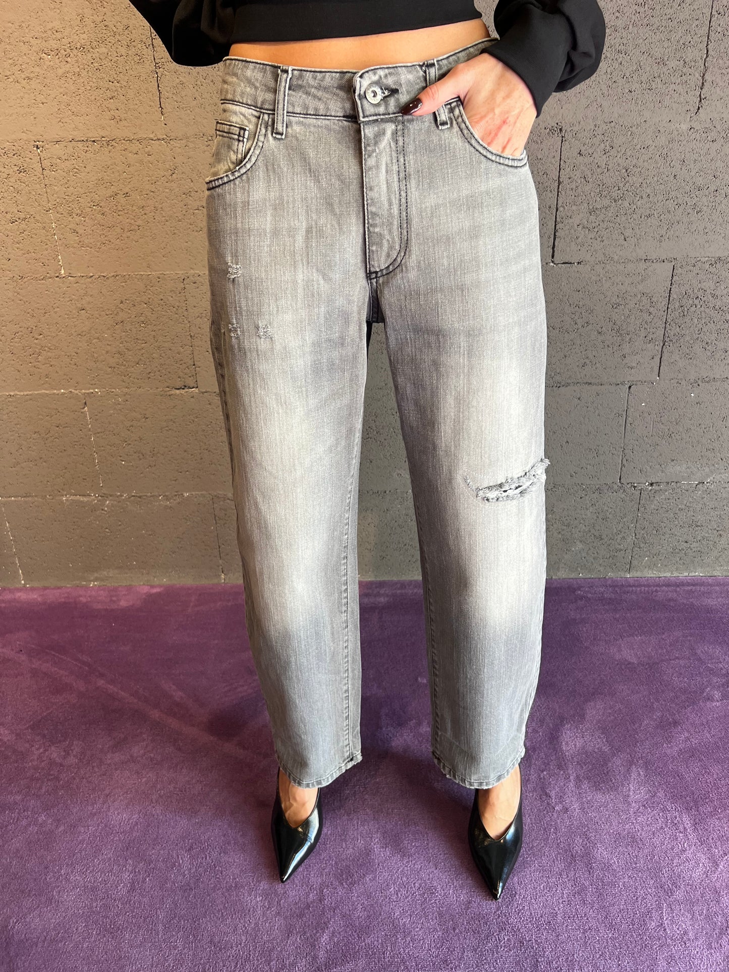 Jeans baggy cargo fit KONTATTO art. FJ707N colore grigio