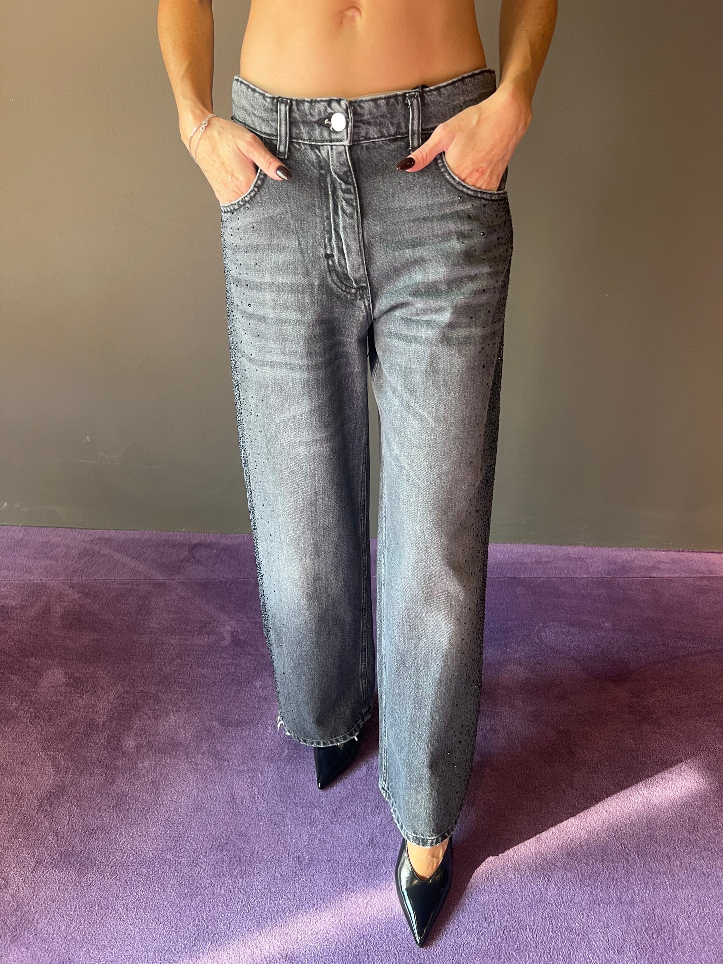 Jeans con lati brillantinati PHILIA LOFT art. G01V029 colore grigio