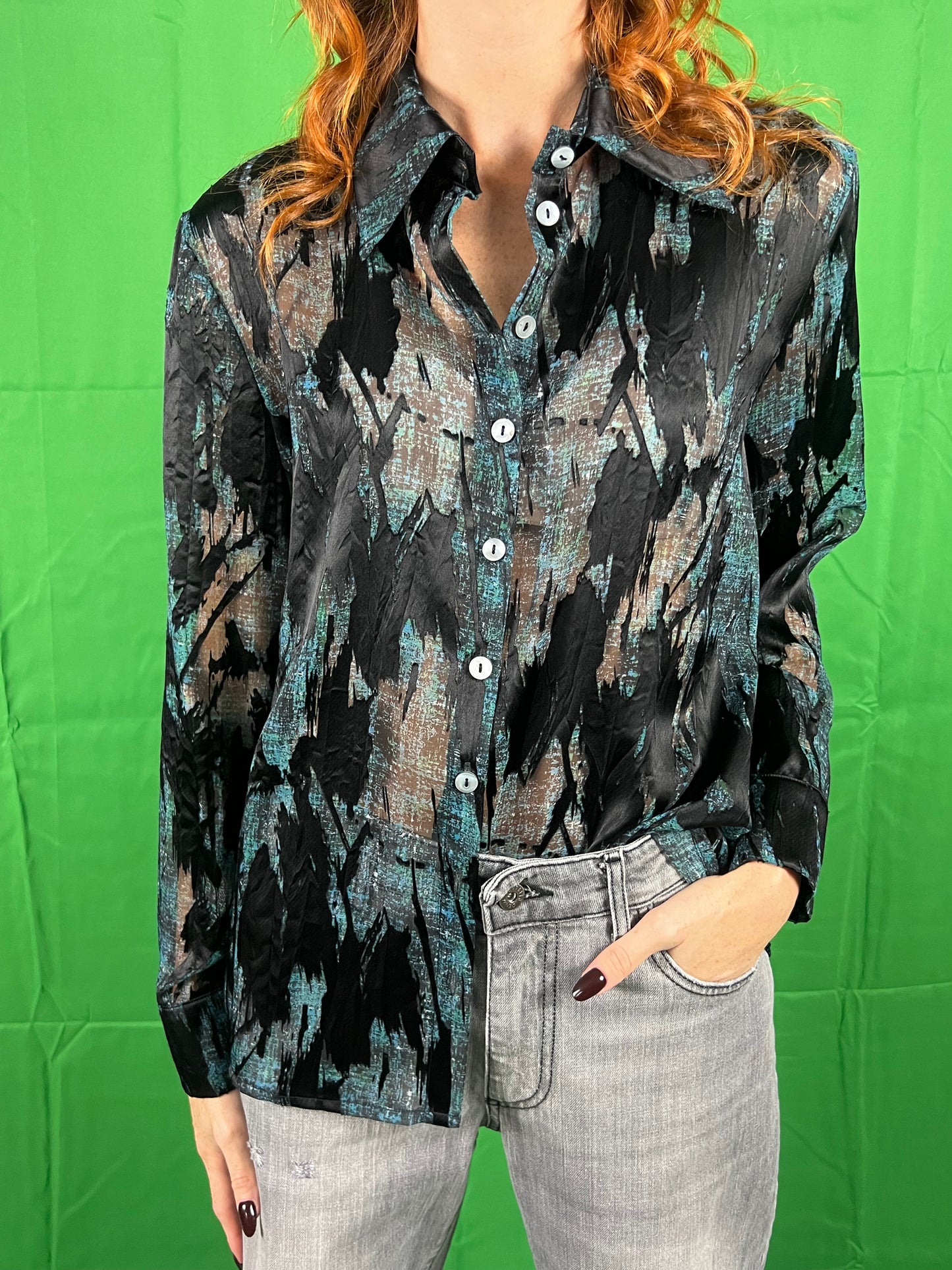 Camicia con stampa WUSIDE art. 25620 colore nero e bronzo
