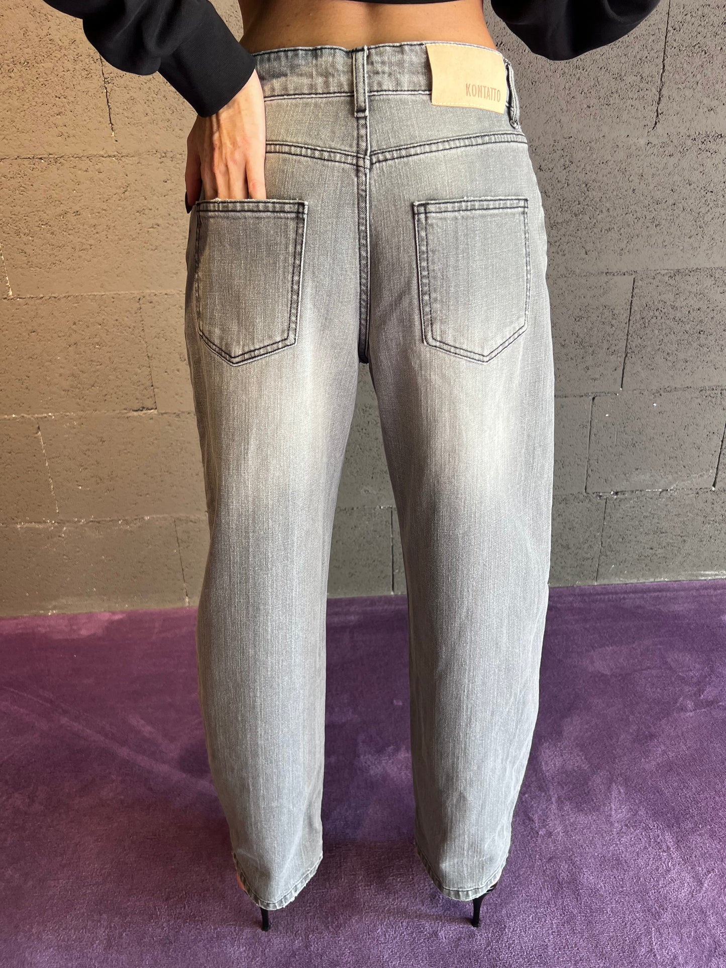 Jeans baggy cargo fit KONTATTO art. FJ707N colore grigio