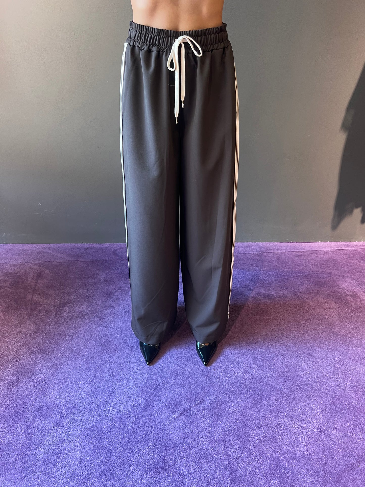 Pantapalazzo con banda laterale VICOLO art. TF0766 colore grigio e marrone