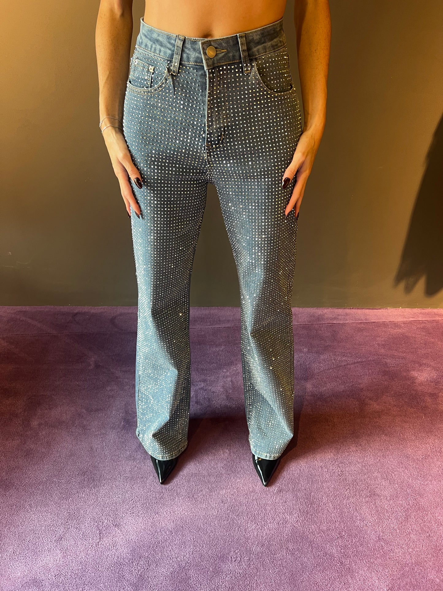 Jeans tutto brillantinato KONTATTO art. EL101N colore jeans