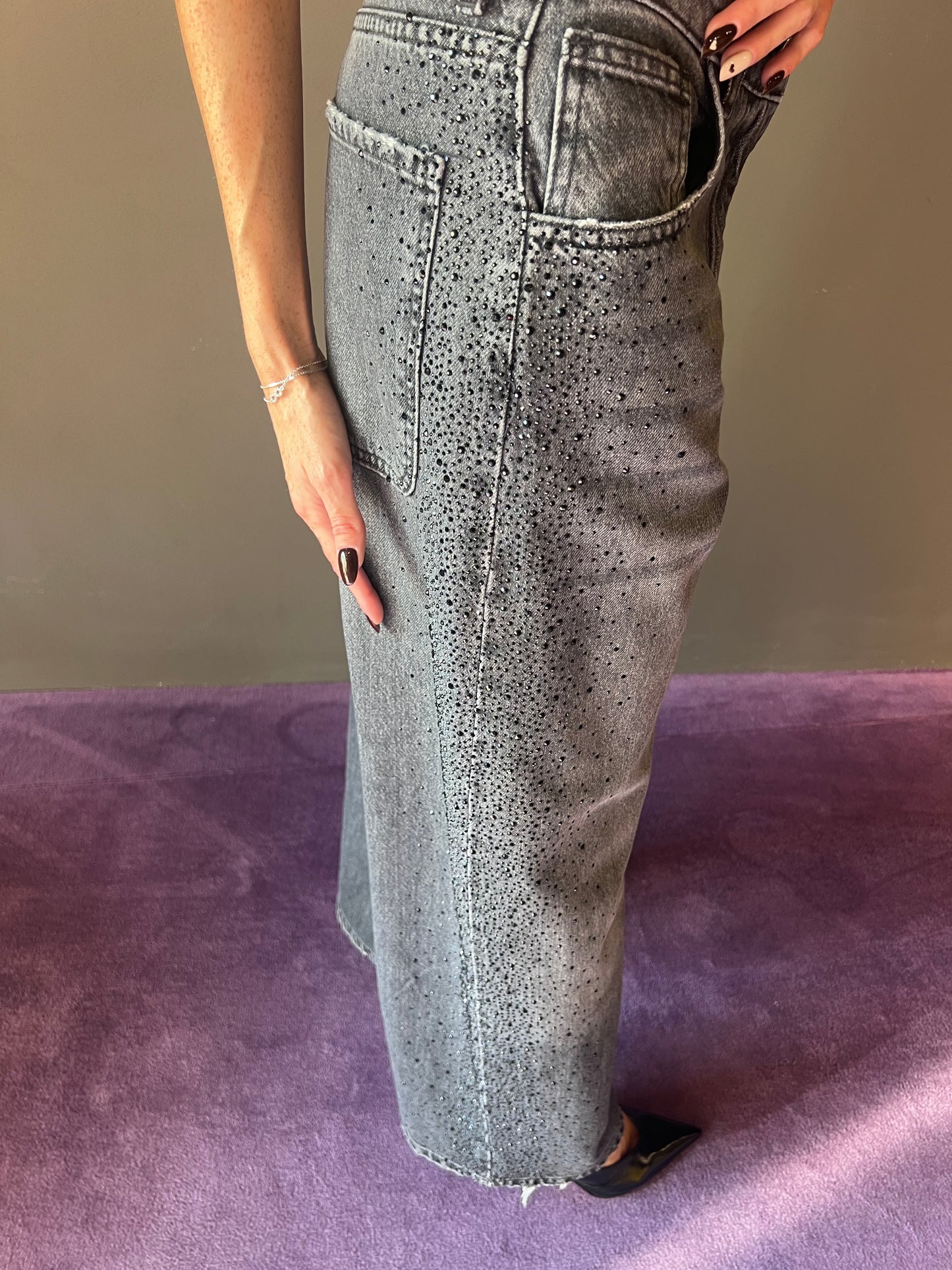 Jeans con lati brillantinati PHILIA LOFT art. G01V029 colore grigio