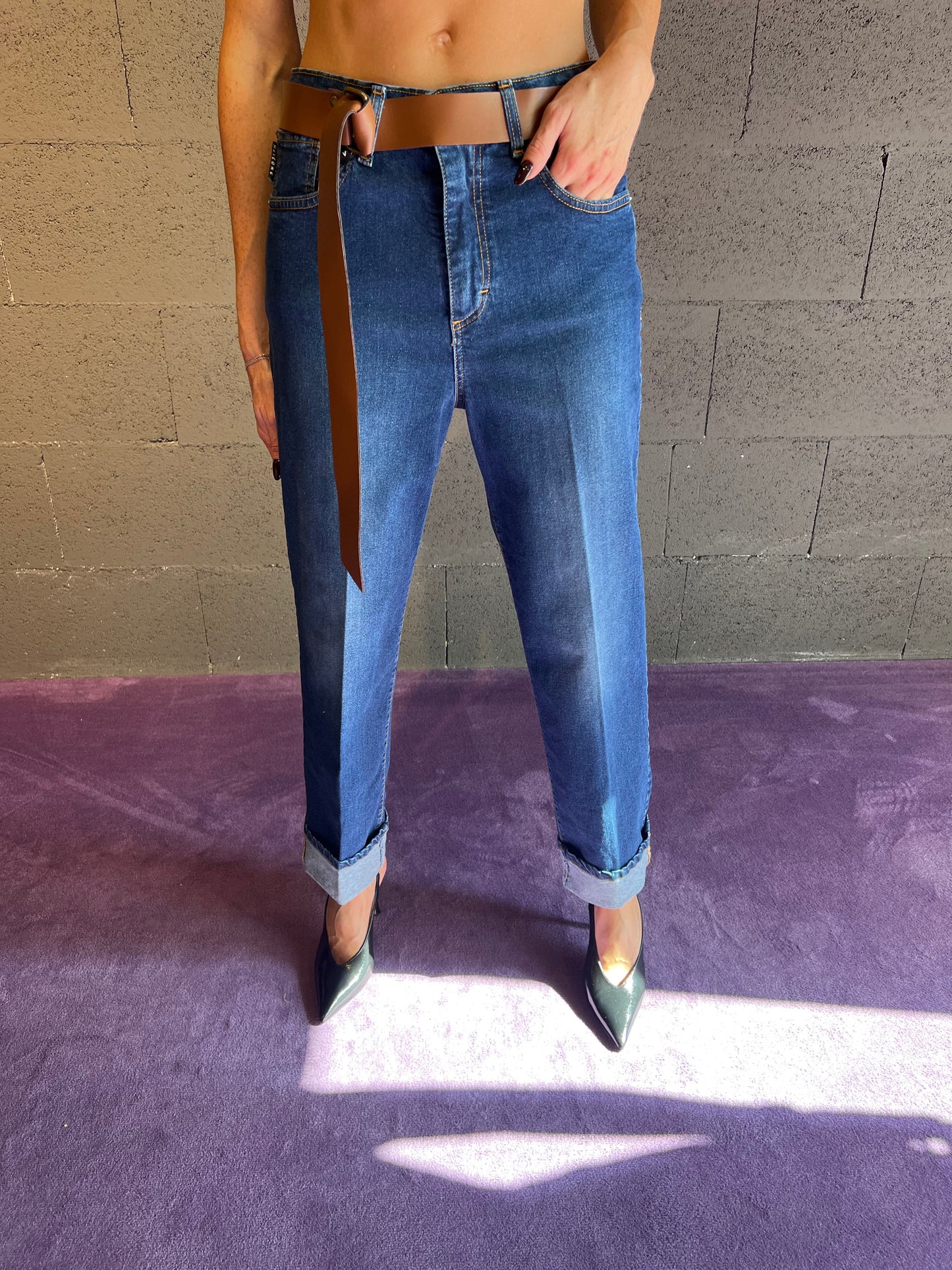 Jeans mandy con cintura HAVEONE art.PLS-P016 colore blu