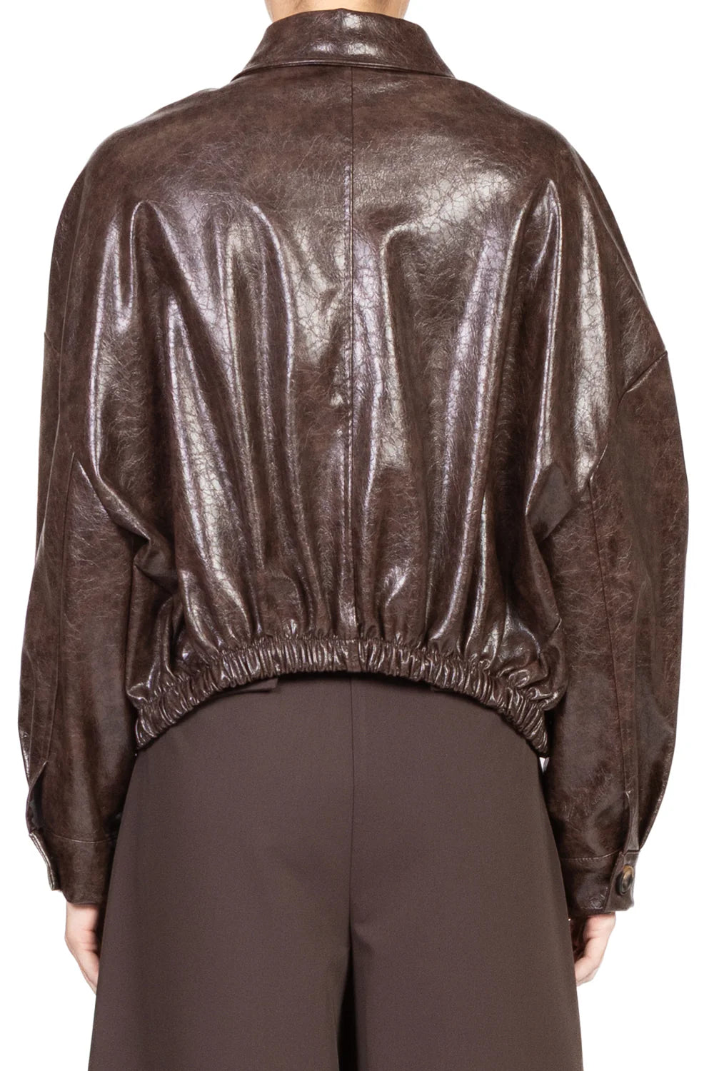 Bomber in vinile HAVEONE art. KJK-P072 colore marrone,nero