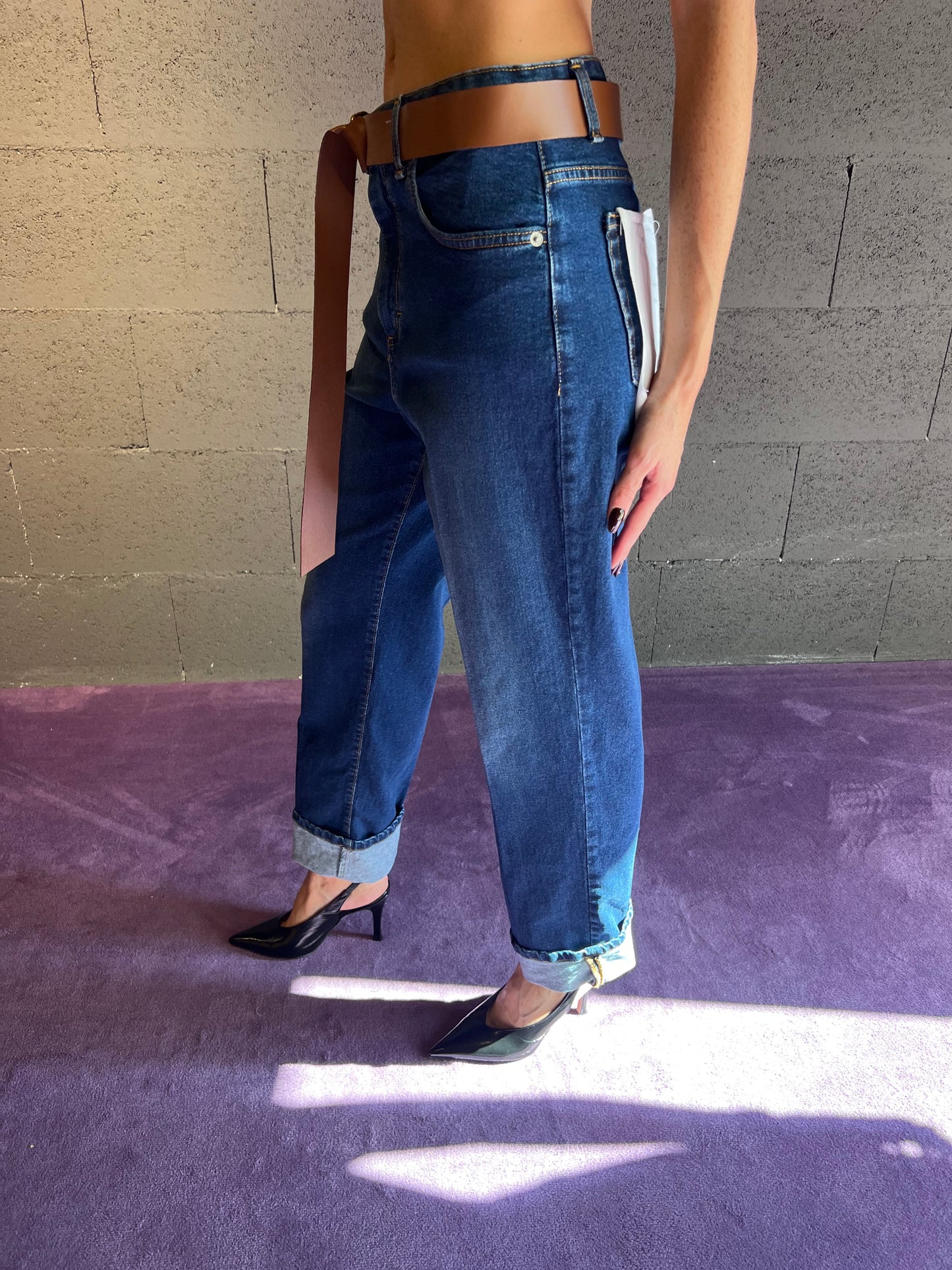 Jeans mandy con cintura HAVEONE art.PLS-P016 colore blu