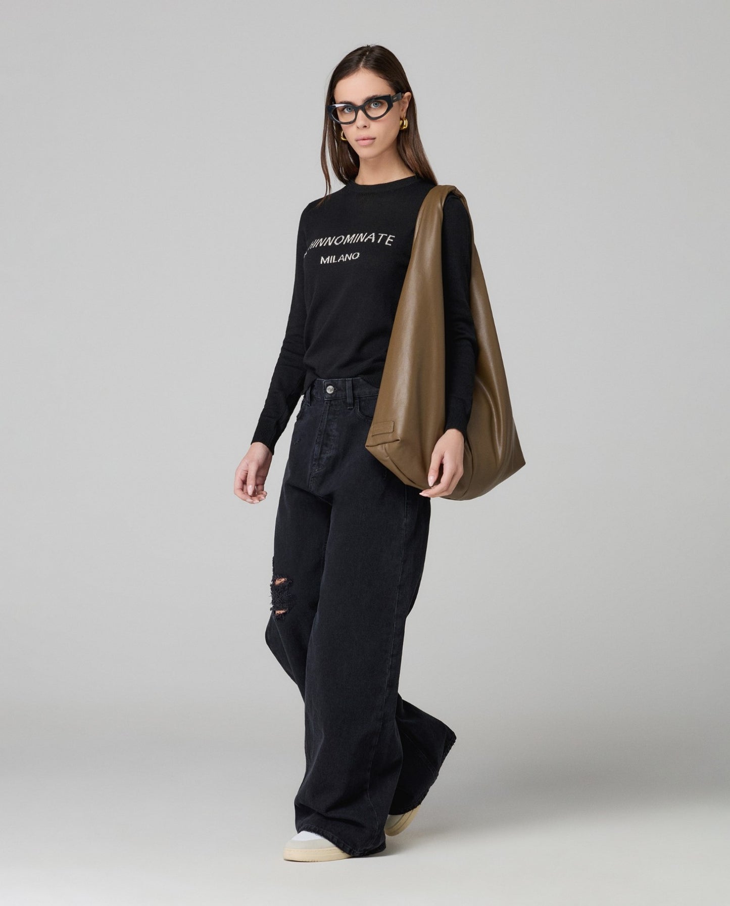 Maglione paricollo con intarsio in misto cashmere HINNOMINATE art. HMABW02155 colore nero