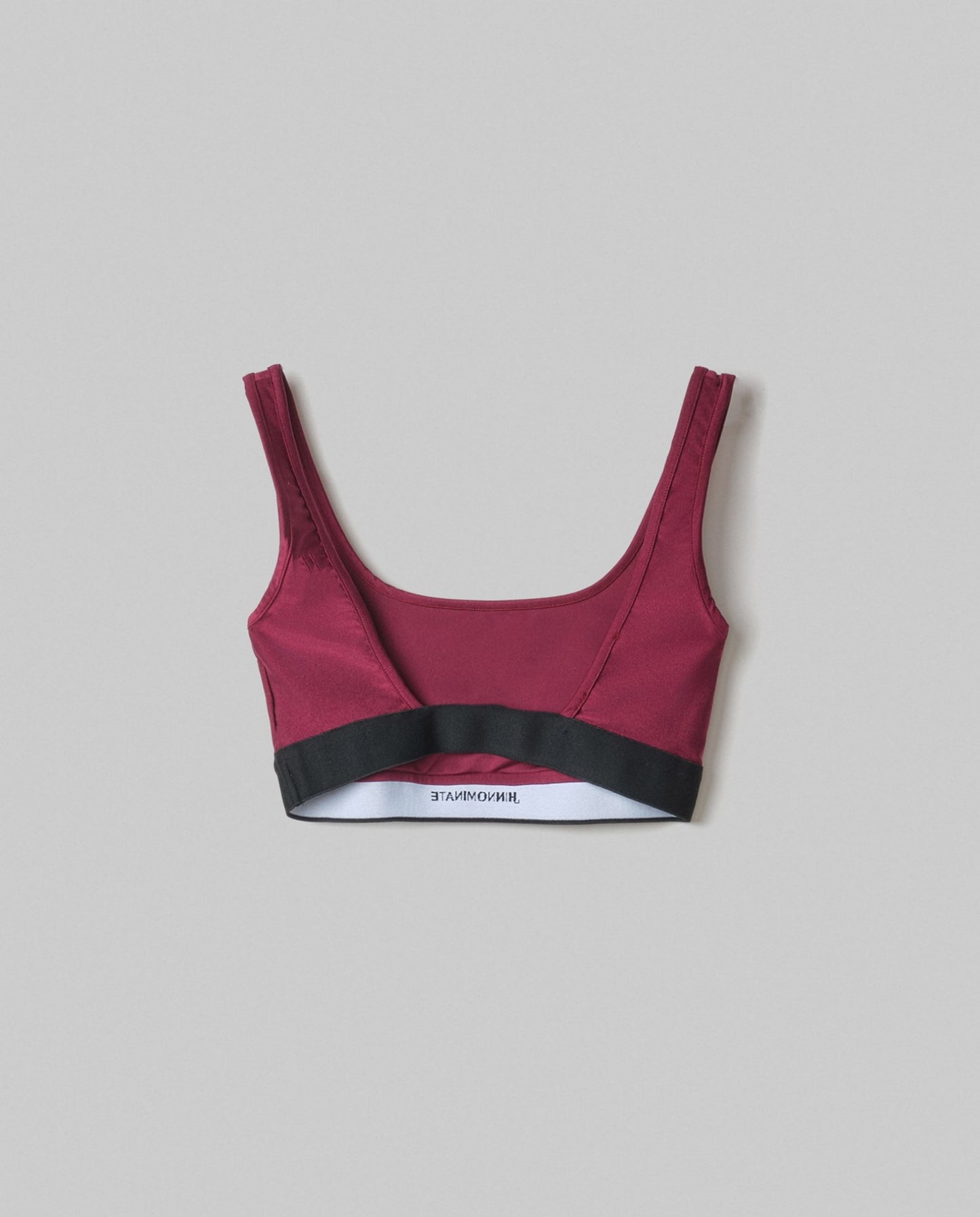 Top In Lycra Lucida Con Elastico Logato In Contrasto HINNOMINATE art. HMABW02022 colore bordeaux e marrone