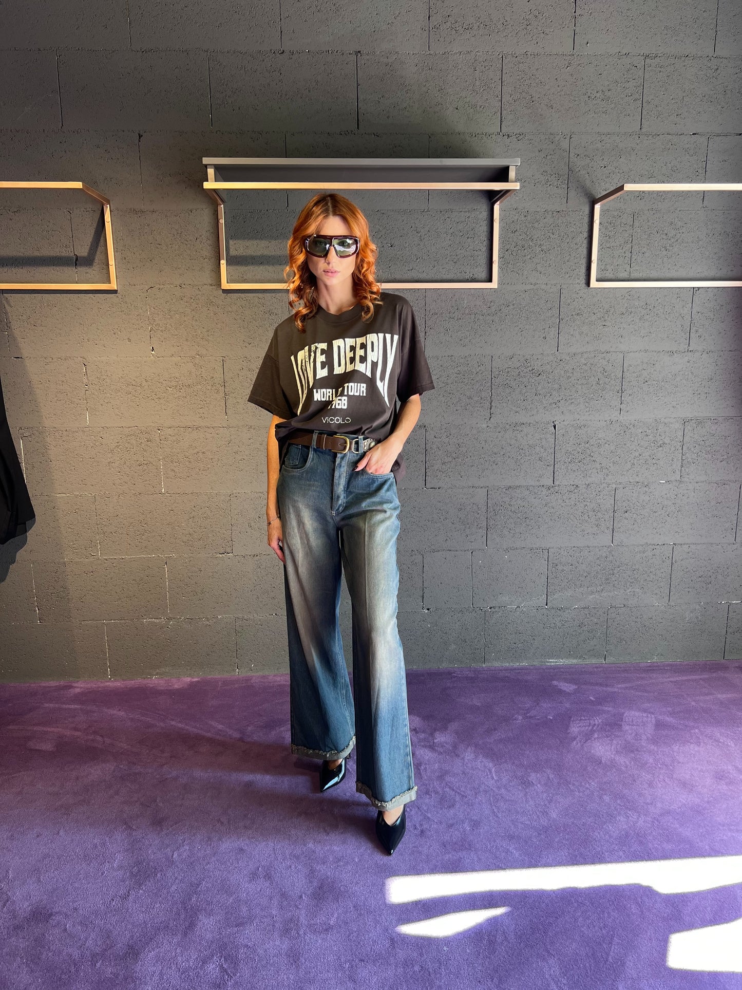 Tshirt con stampa VICOLO art. RF0275 colore marrone e grigio