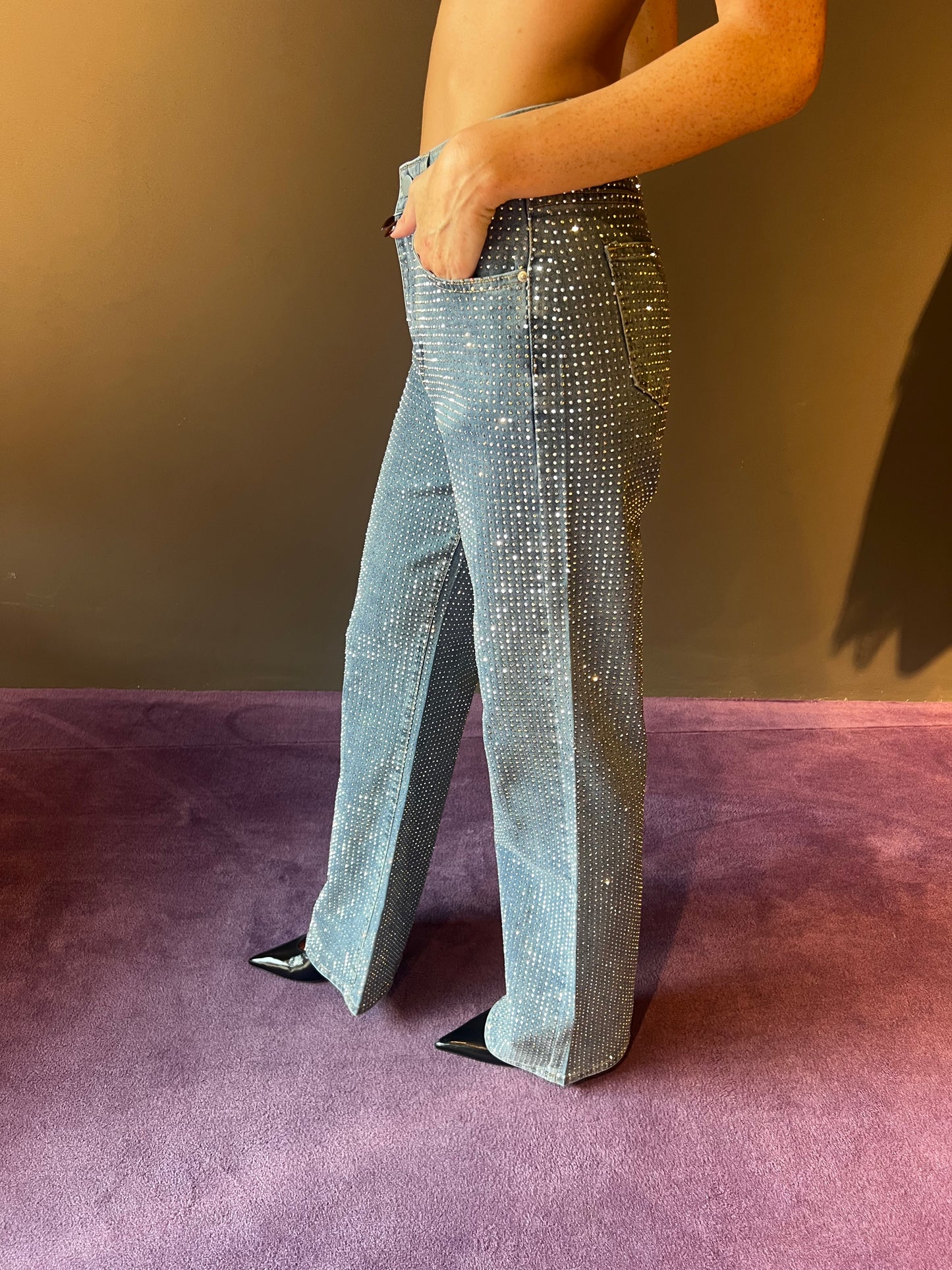 Jeans tutto brillantinato KONTATTO art. EL101N colore jeans