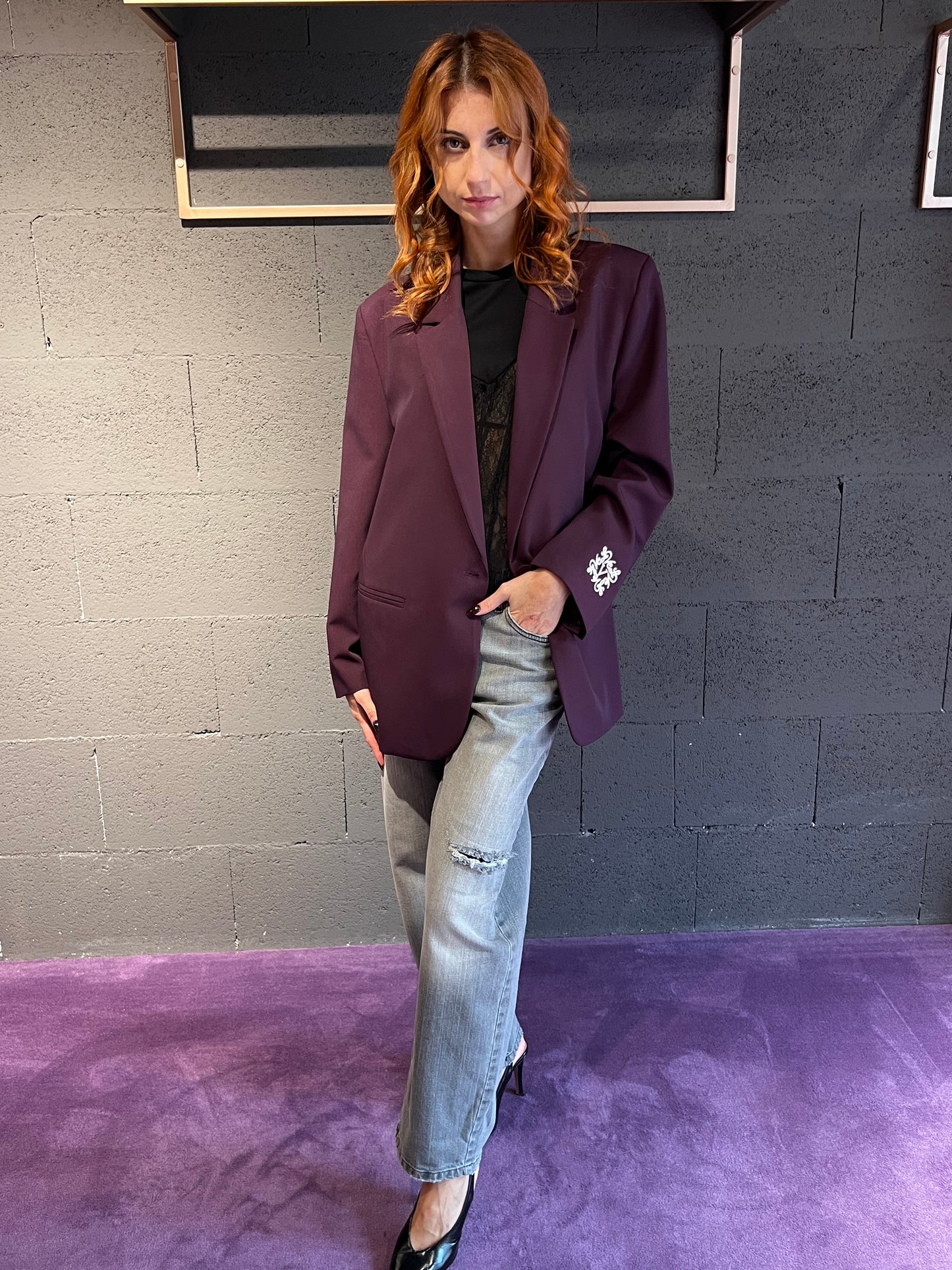 Giacca monopetto over VICOLO art. RF0235 colore bordeaux, marrone, grigio, nero