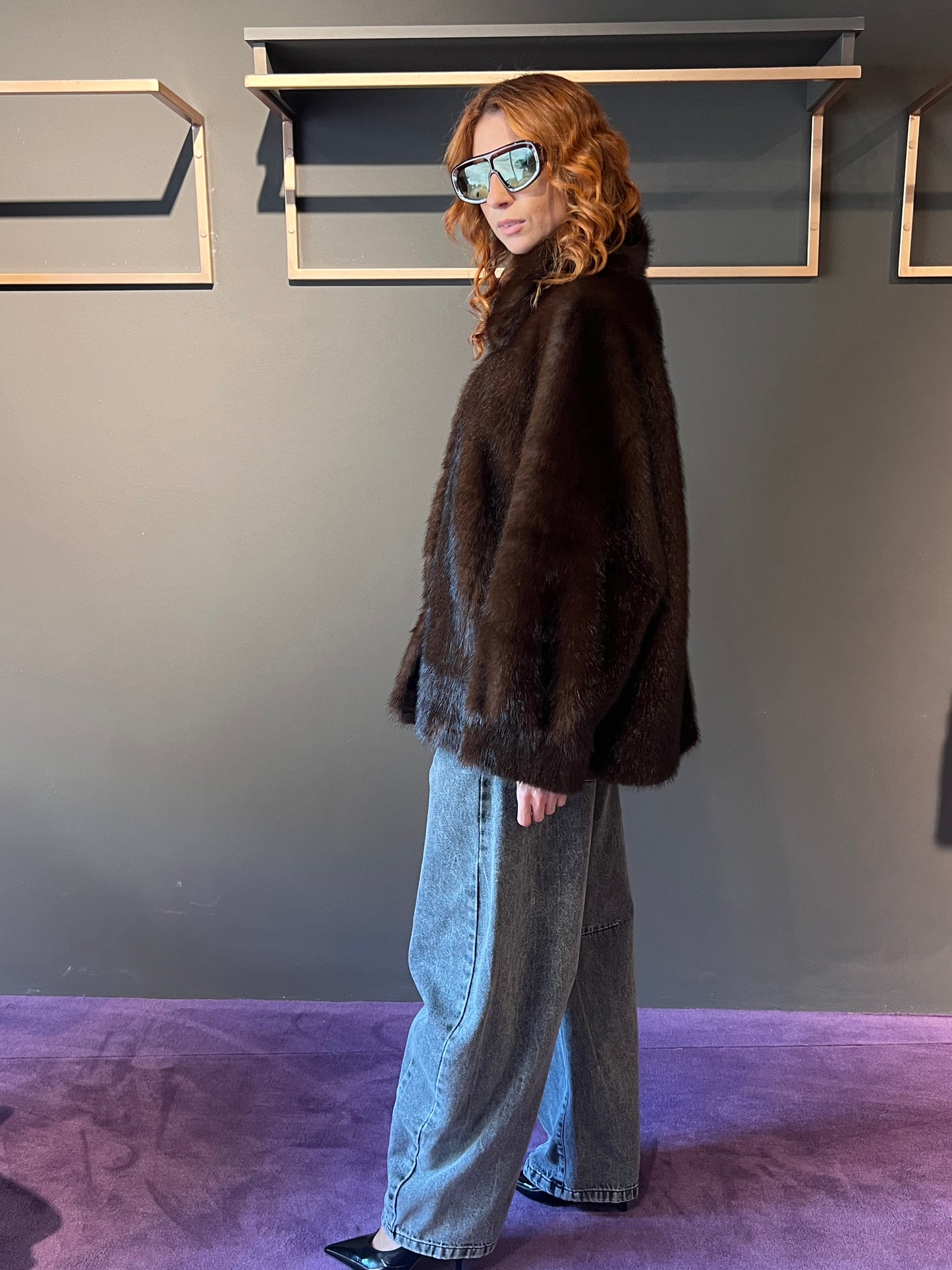 Cappotto in ecopelliccia con colletto VIVIENNE art. VGP12533195 colore marrone