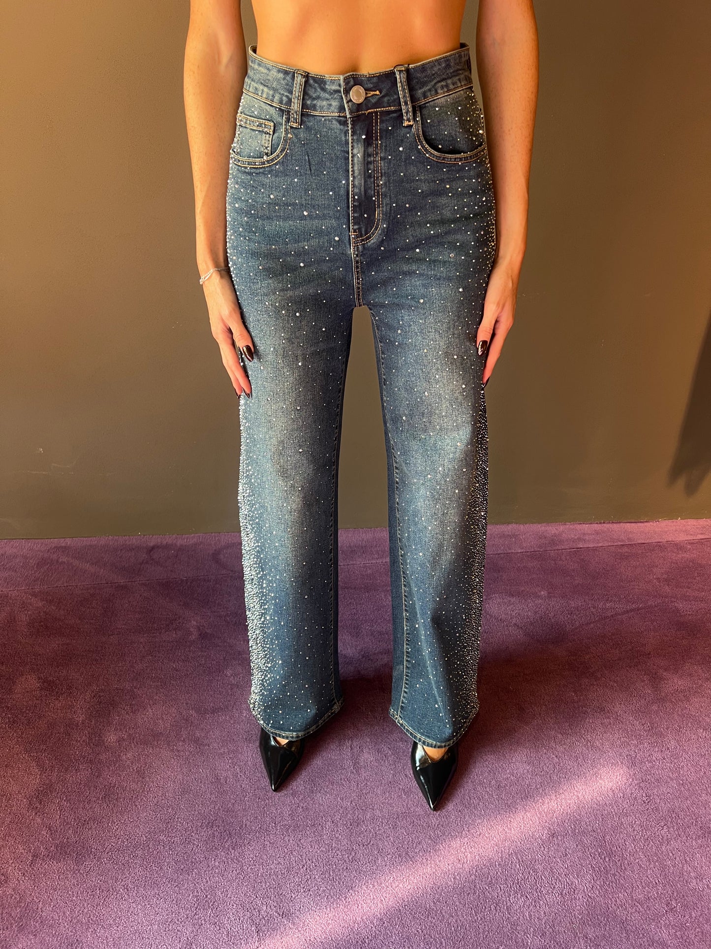 Jeans con brillantini modello dritto DIXIE art. P945Y106X colore jeans