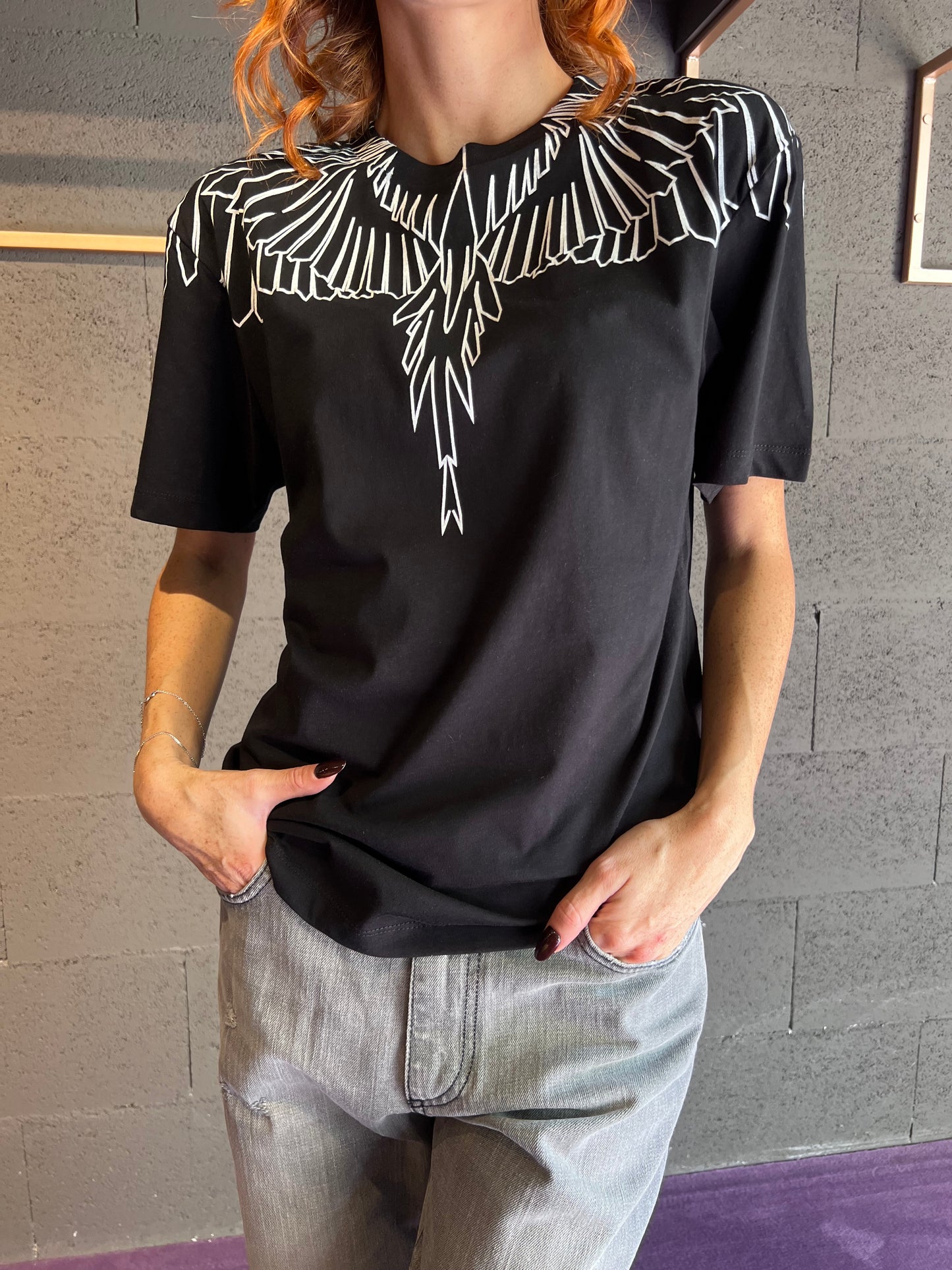 Tshirt in cotone regular con stampa logo iconico MARCELO BURLON art. 25ICM30066 colore nero e bianco