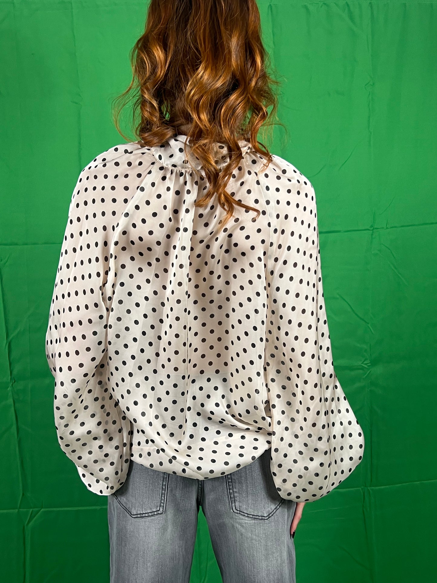 Casacca a pois con fiocco TENSIONE IN art. 26C642 colore marrone