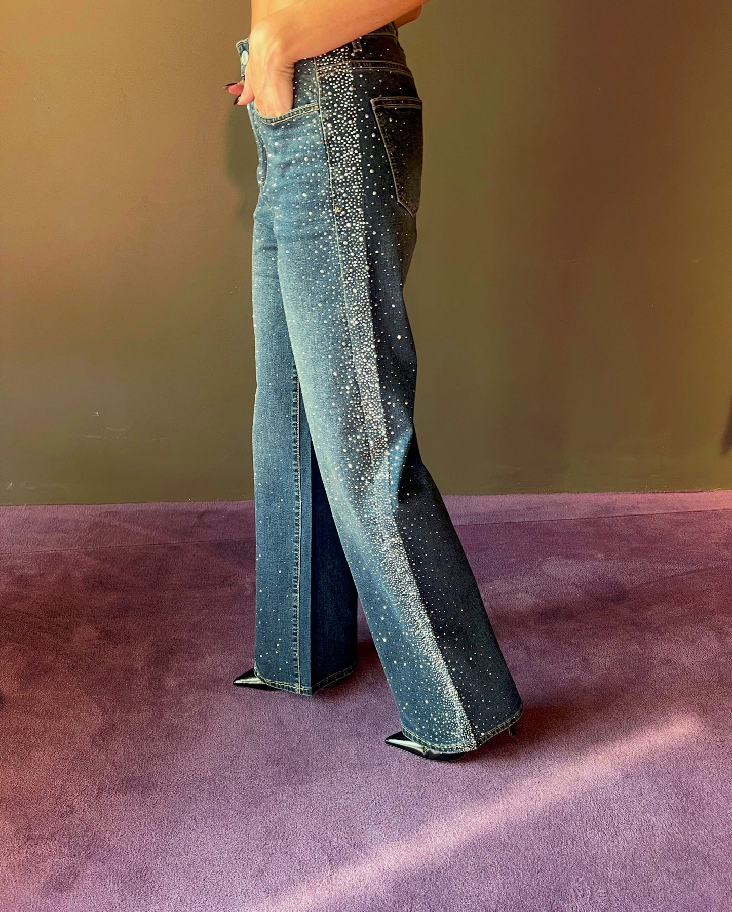 Jeans con brillantini modello dritto DIXIE art. P945Y106X colore jeans
