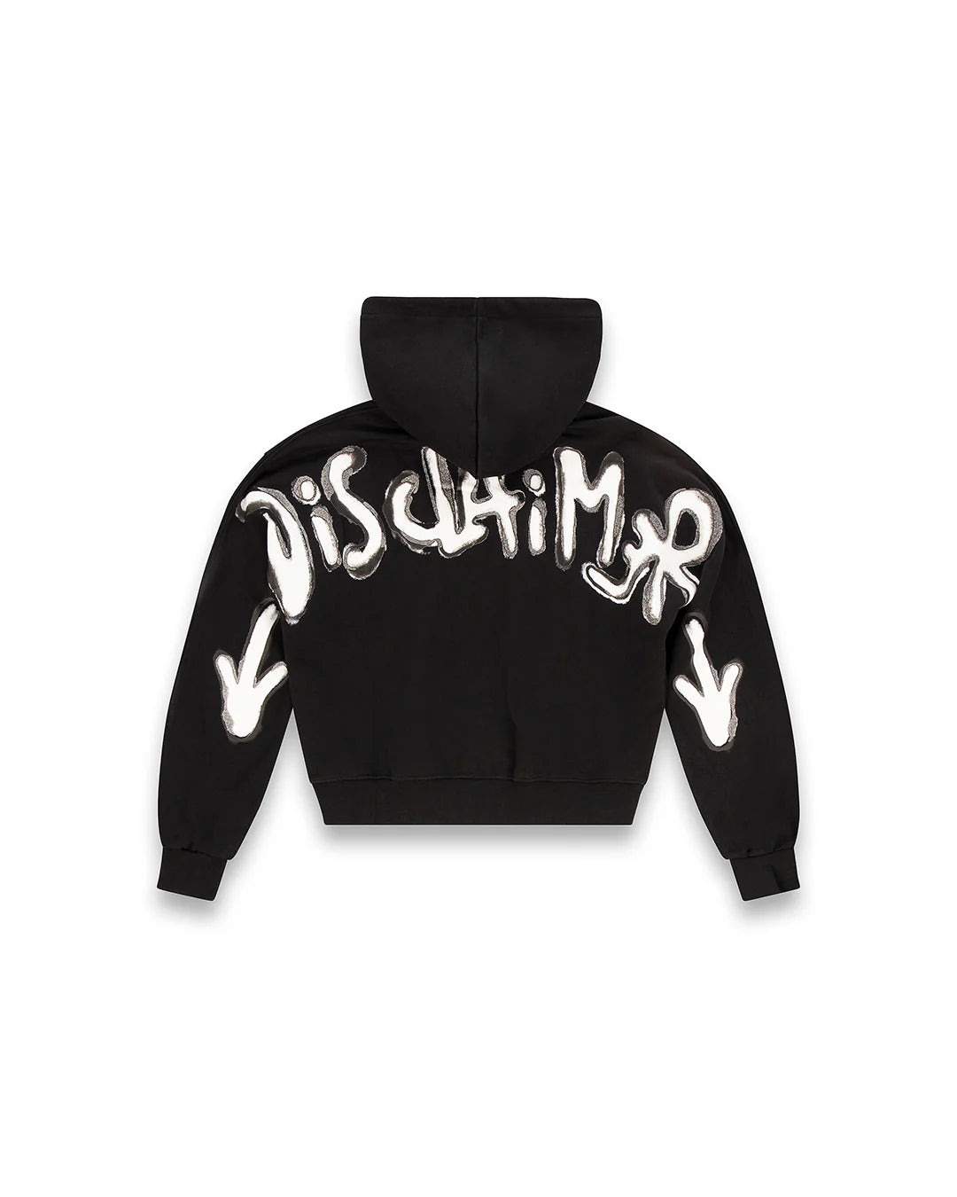 Felpa con cappuccio con scritta dietro logo DISCLAIMER art. 25IDS55150 colore nero e borgogna