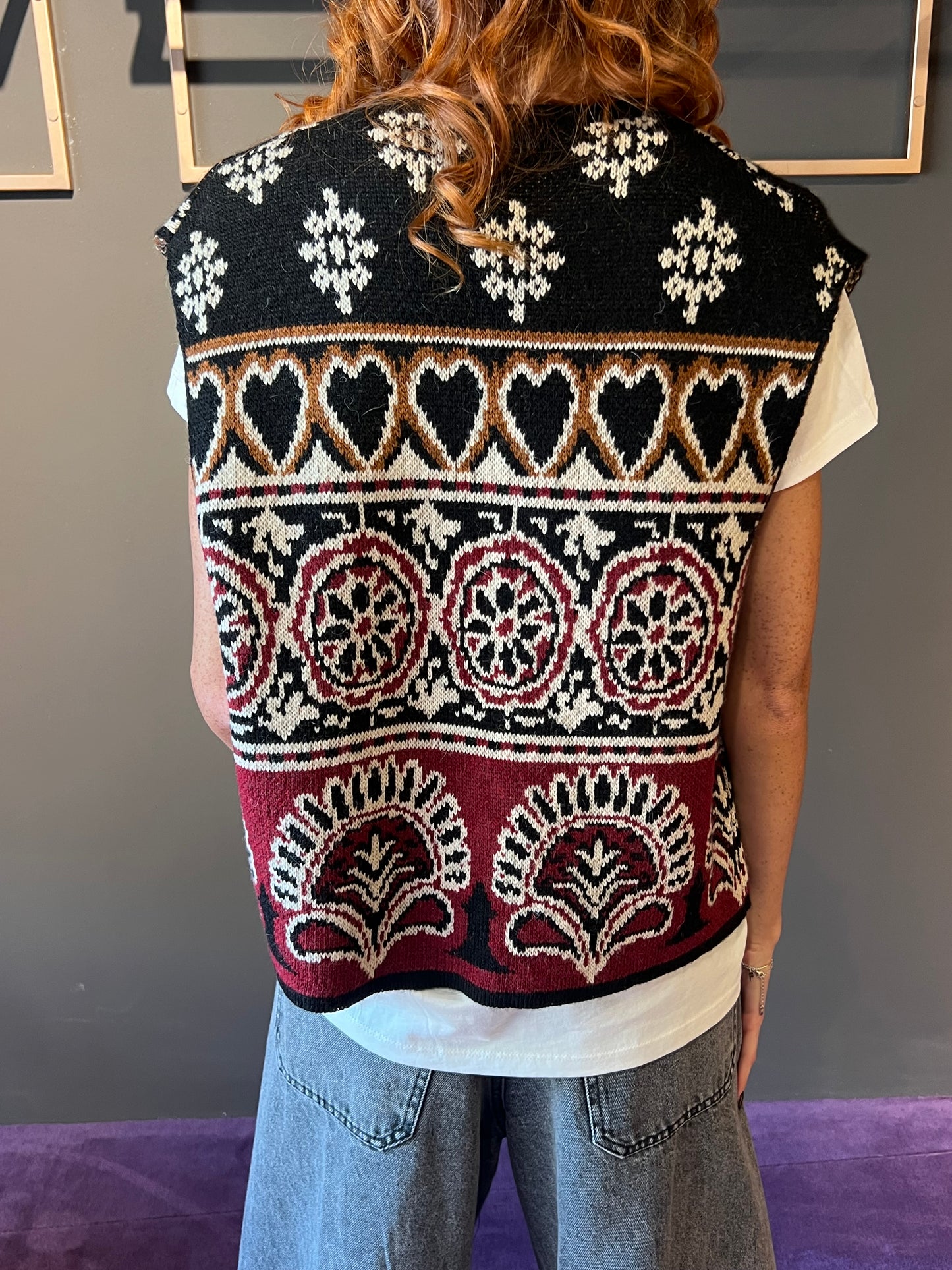 Gilet girocollo fantasia in maglia senza bottoni DIXIE art. L768YO36 colore nero