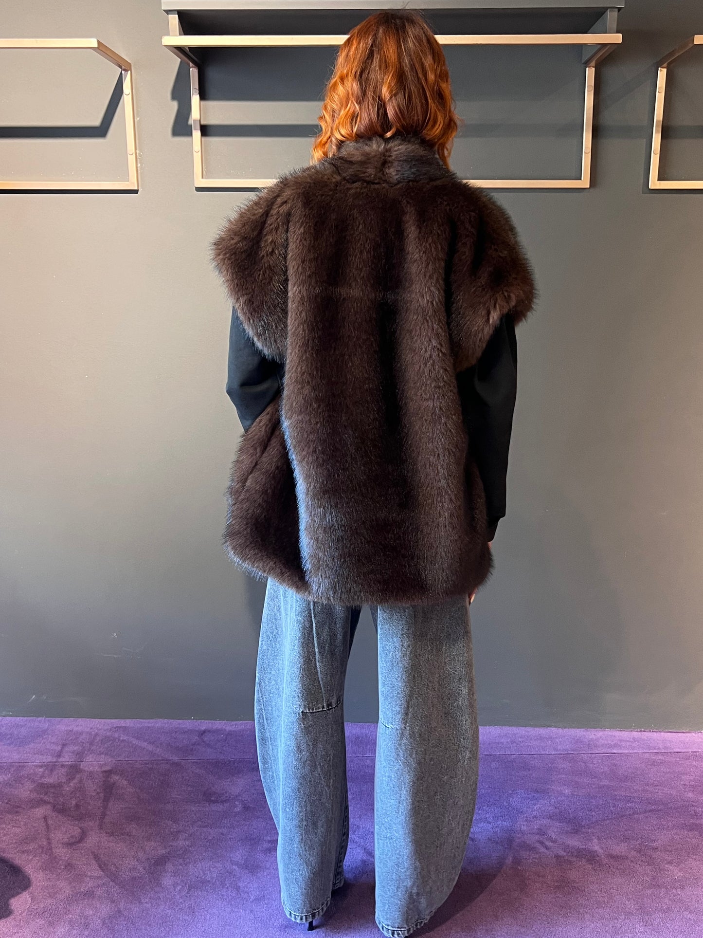 Gilet in ecopelliccia VIVIENNE art. V814624 colore verde, beige, marrone, bordeaux