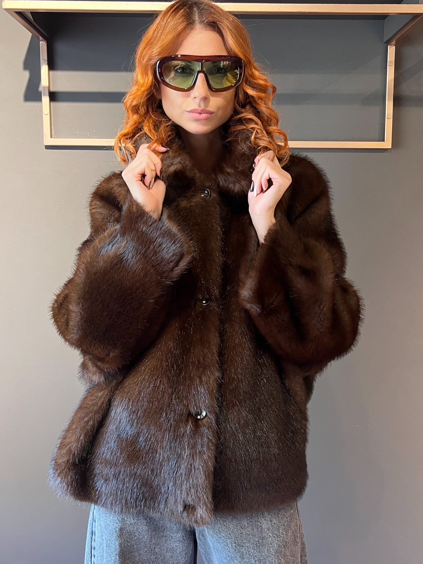 Cappotto in ecopelliccia con colletto VIVIENNE art. VGP12533195 colore marrone