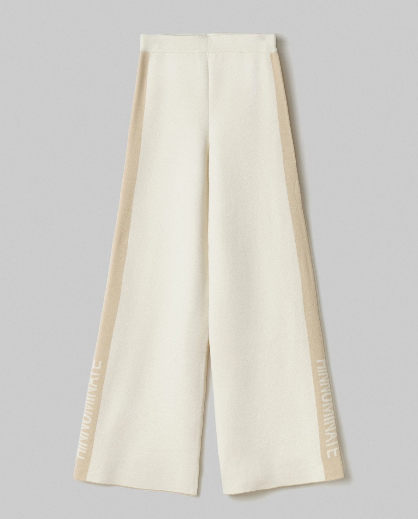 Pantalone in magliacon bande in contrasto e logo in punto rovescio HINNOMINATE art. HMABW02131 colore panna