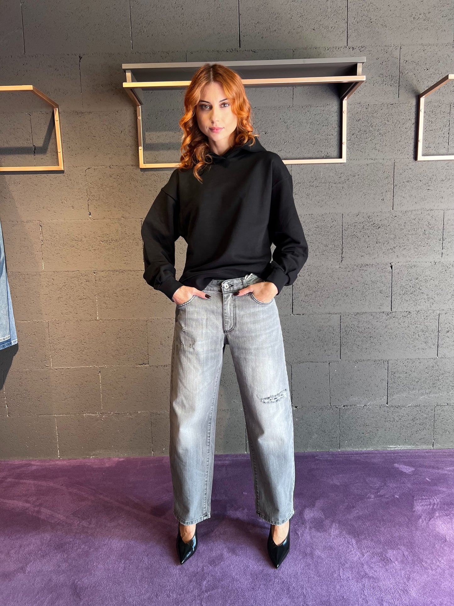Jeans baggy cargo fit KONTATTO art. FJ707N colore grigio