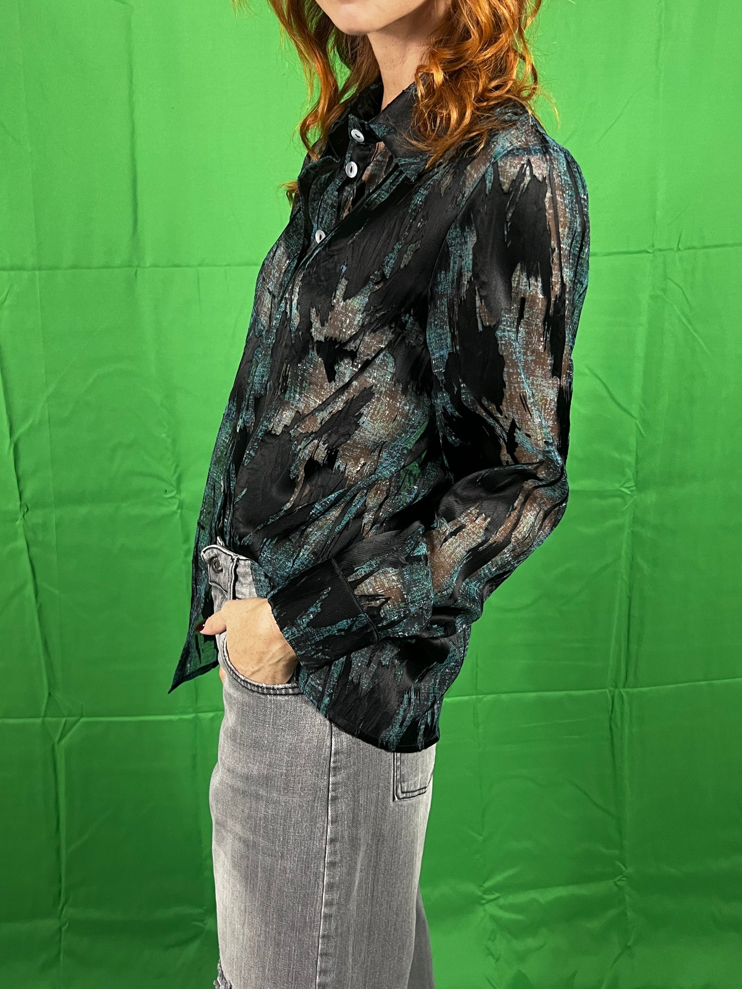 Camicia con stampa WUSIDE art. 25620 colore nero e bronzo