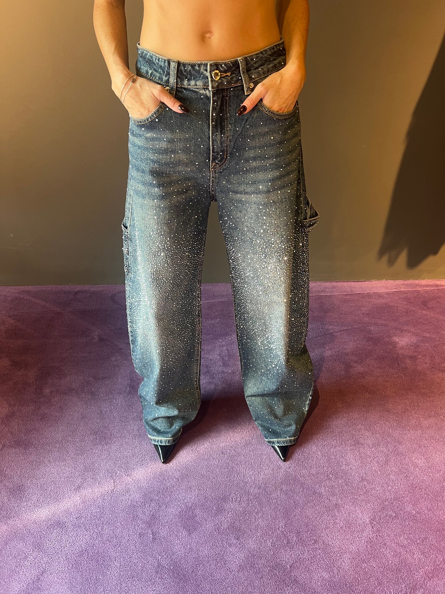 Jeans balloon con strass KONTATTO art. ZH110N colore jeans