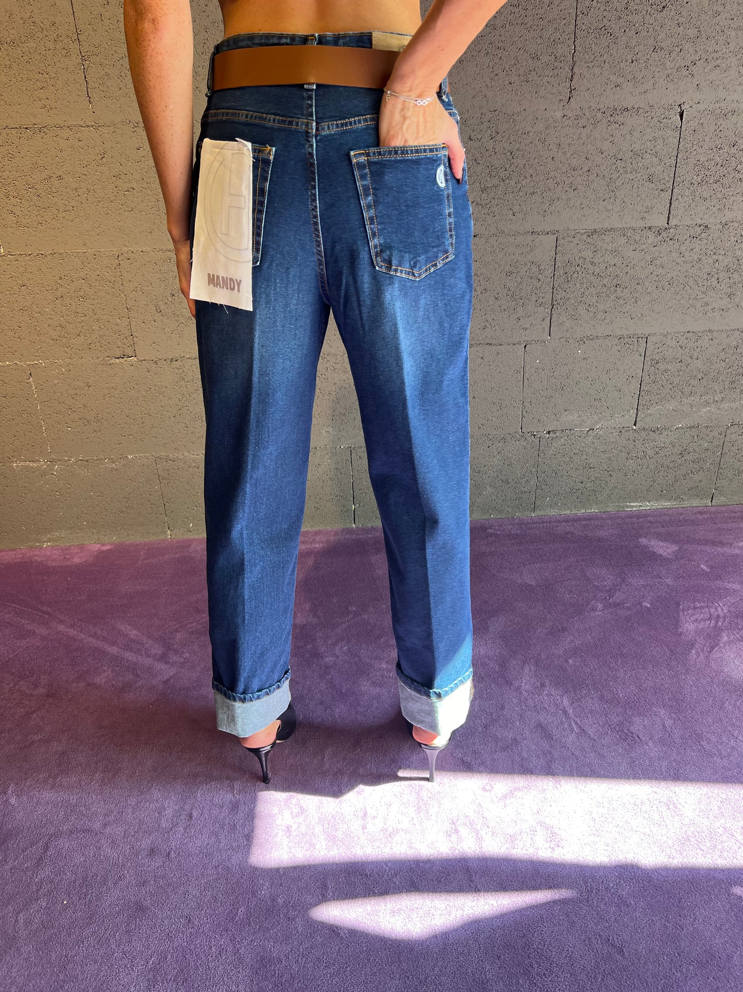 Jeans mandy con cintura HAVEONE art.PLS-P016 colore blu