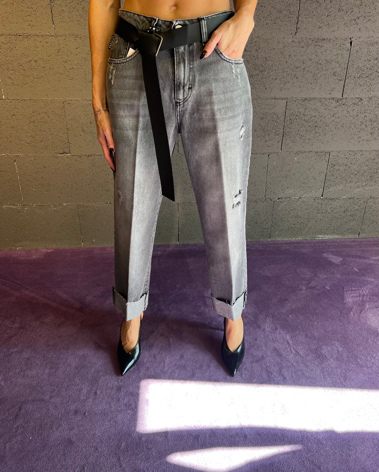 Jeans mandy con cintura HAVEONE art.PLS-P017 colore grigio