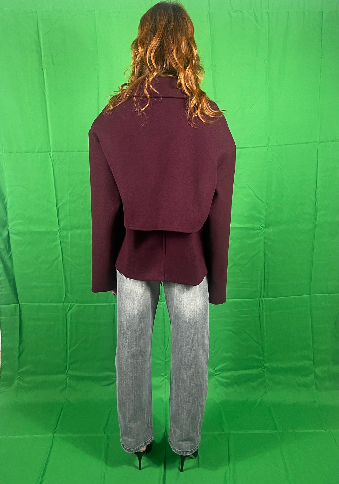 Cappotto over con frange VIVIENNE art. VLD3553 colore bordeaux, marrone