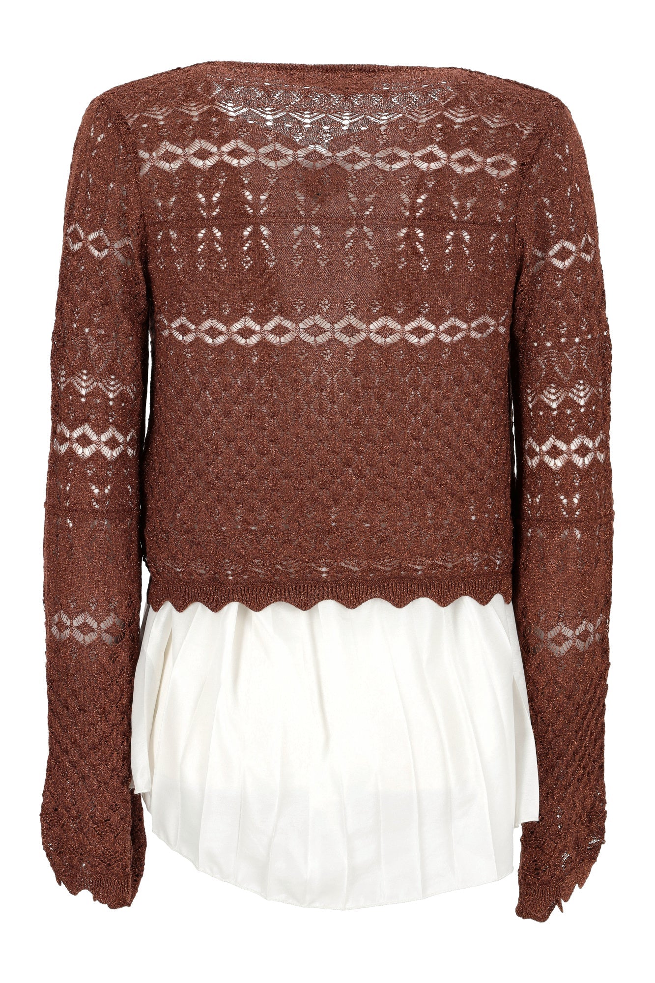 Coprispalle cropped in punto pizzo lurex AKEP MGKD05070 colore rosa e marrone outlet