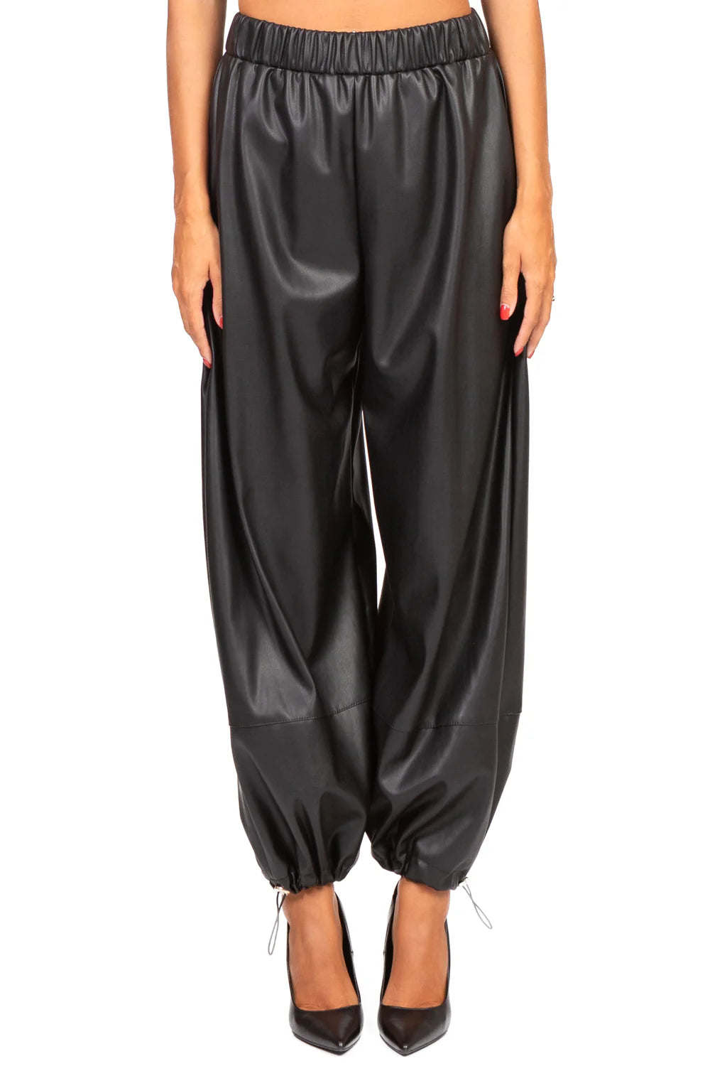 Pantalone in ecopelle con coulisse VICOLO art. TF1043 colore nero e marrone