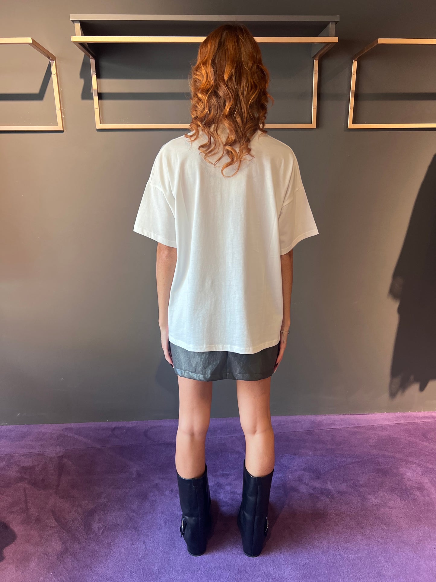 Tshirt over con scritta "rock club " VICOLO art. RF0296 colore panna