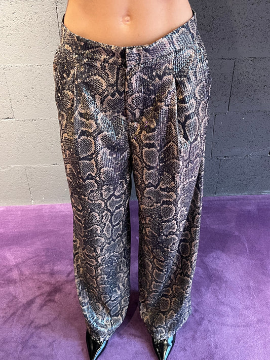 Pantalone pitonato con pailettes VIVIENNE art. VLD3461 fantasia pitonata