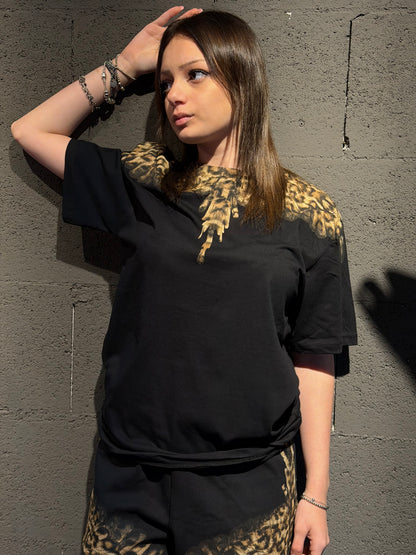 Tshirt girocollo con stampa maculata COUNTY OF MILAN art. 26ECM30166 colore nero
