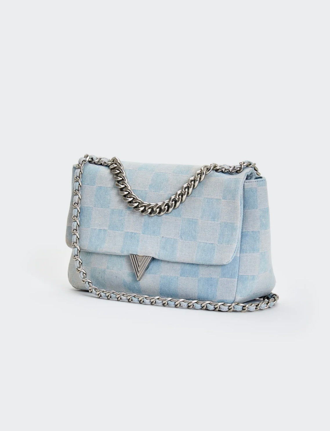 Borsa grande in jeans con manico e tracolla catena e jeans VICOLO art. XAB0016 colore celeste