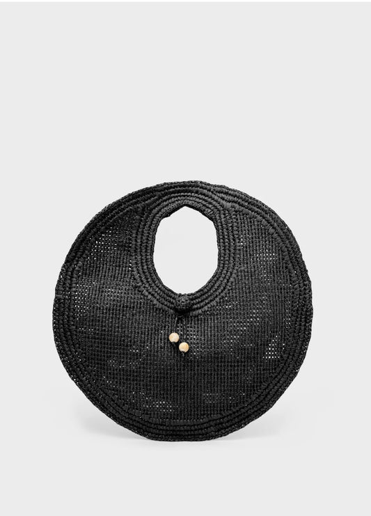 Borsa jackie a spalla rotonda in rafia NALI' art. LZBS0086 colore nero