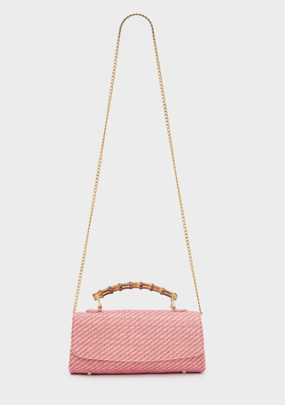 Borsa palma in paglia manico in bamboo NALI' art. GMBS0038 colore rosa