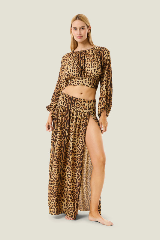 Gonna lunga spacchi leopard resort 4GIVENESS art. 126WCUGO5766 colore maculato
