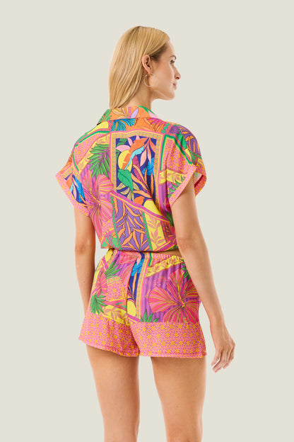 Camicia crop pop foulard 4GIVENESS art. 126WRWCM5824 colore fucsia