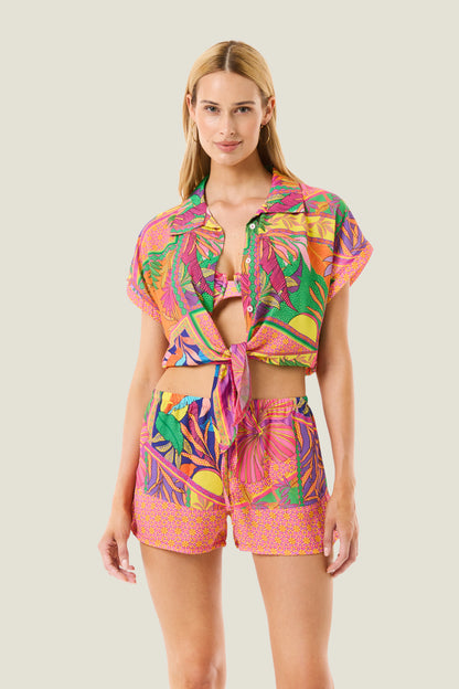 Camicia crop pop foulard 4GIVENESS art. 126WRWCM5824 colore fucsia