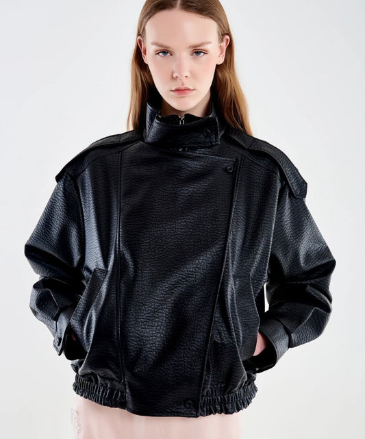 Bomber over effetto martellato VICOLO art. TAB1350 colore marrone e nero