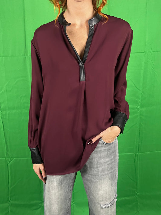 Casacca con dettagli in ecopelle DIXIE art. CEZDLBMA colore bordeaux e nero