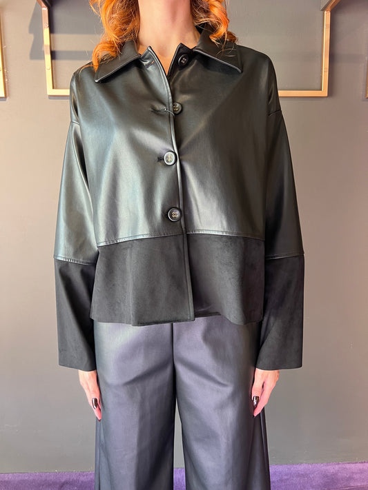 Giacca in ecopelle con dettagli in daino DIXIE art. JDD80AAA colore nero