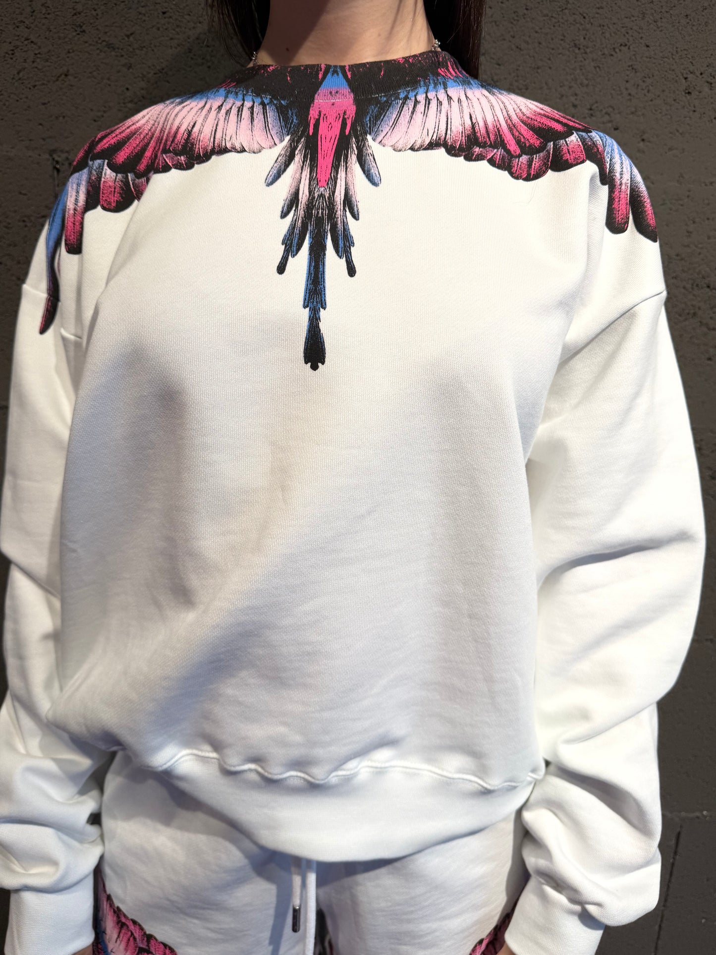 Felpa girocollo con stampa COUNTY OF MILAN art. 26ECM30103 colore bianco, rosa, grigio